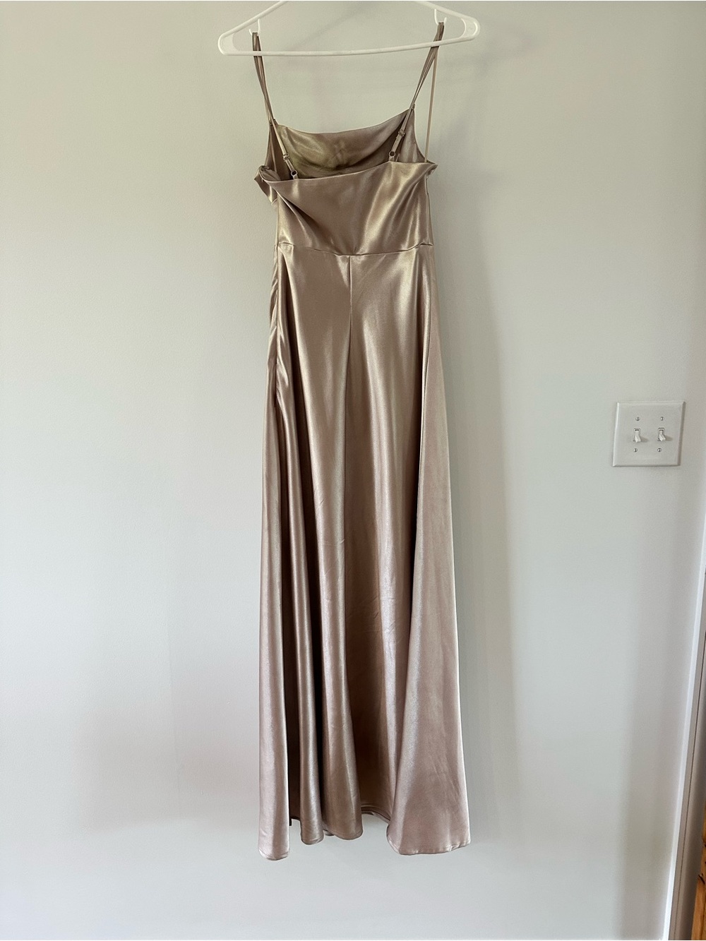 Birdy Grey Champagne Satin Cowl Slip Gown